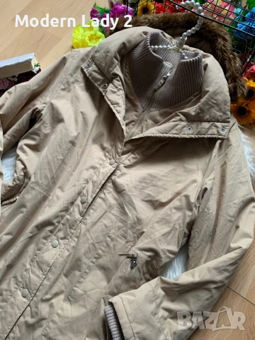 Бежово яке тип парка, снимка 2 - Якета - 50898853