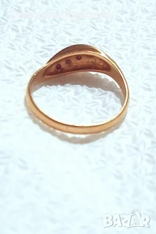 Златен пръстен с Рубини 14к проба 585, снимка 2 - Пръстени - 46160295
