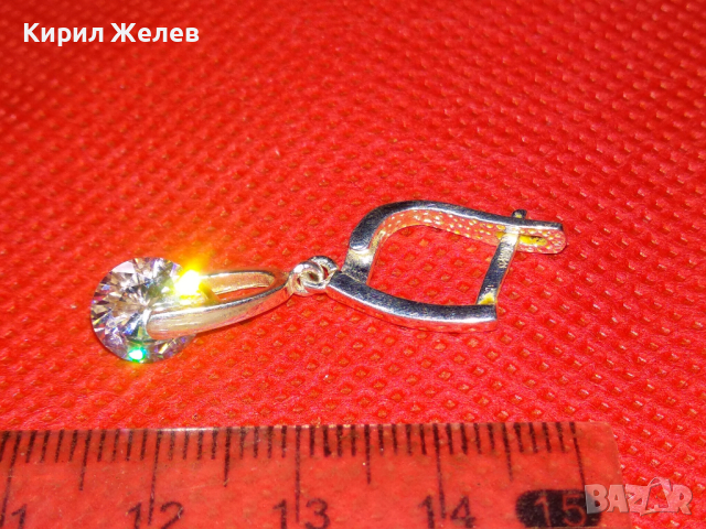 СКЪПОЦЕННА СРЕБЪРНА ОБЕЦА РОДИРАНО СРЕБРО 925 с ВЪРТЯЩ се ЮВЕЛИРНО ФАСЕТИРАН ИСКРЯЩ ЦИРКОН 43327, снимка 4 - Обеци - 44612571