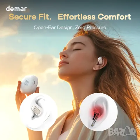 Linsoul Kiwi Ears Attiva OWS безжични слушалки, Open Ear Bluetooth 5.4 с ANC шумопотискане, бели, снимка 2 - Безжични слушалки - 48835799