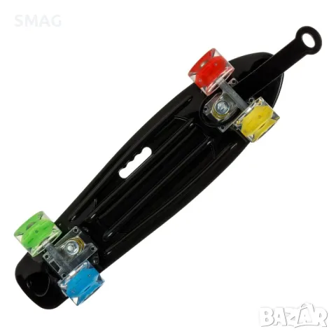 Скейтборд Pennyboard Алуминиев Синьо Жълт с Дръжка и LED 56x14cm S_1233978, снимка 4 - Други - 48569933