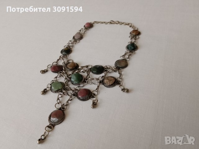 колие със полоскъпоценен камък, ретро племенно колие, ретро бижута, снимка 11 - Антикварни и старинни предмети - 41877109
