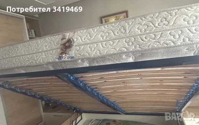 Легло с кожена табла и матрак 180/200см! Изгодно!, снимка 5 - Спални и легла - 55775026