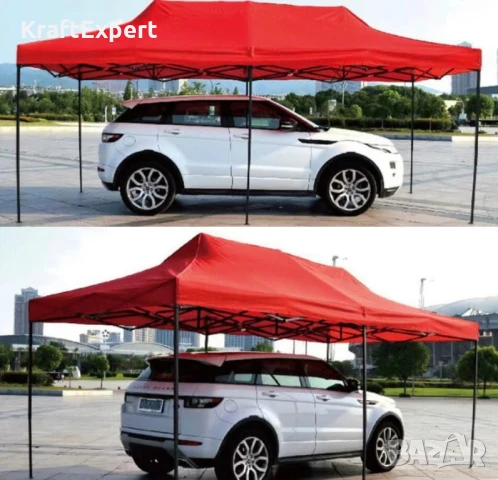 Сгъваема градинска шатра 3×6м – голямо покритие, стабилна конструкция и водоустойчив плат, снимка 4 - Градински мебели, декорация  - 50484888