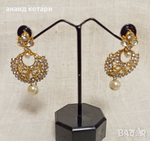 Индийски обеци с перли малки М15, снимка 3 - Обеци - 38678833