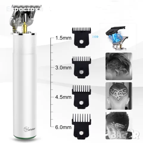 HATTEKER Машинка за подстригване SK-113. Безжичен мъжки тример за коса, брада, снимка 7 - Машинки за подстригване - 49945842
