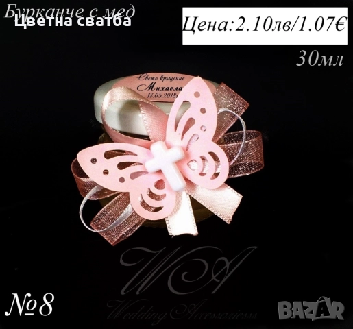 Подаръчета за кръщене- бурканчета с мед, Подаръци за гости за кръщене, снимка 4 - Подаръци за кръщене - 21384902