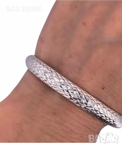 Стилна Сребърна Гривна, снимка 3 - Гривни - 49576078