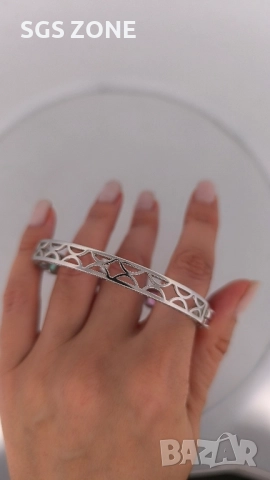 СРЕБЪРНА ГРИВНА ОТ ТАЙЛАНД С ЕСТЕСТВЕН ТОПАЗ И РОДИЕВО ПОКРИТИЕ, снимка 11 - Гривни - 52457983