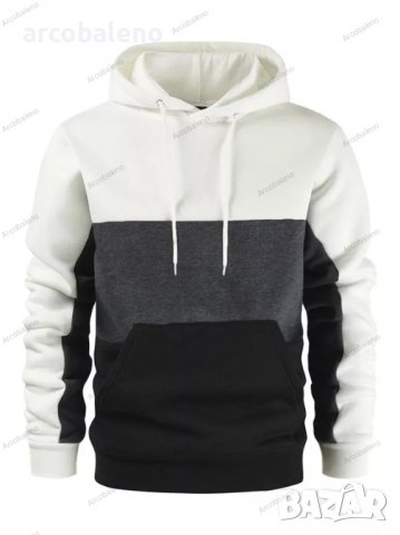 Мъжки суичър с полар с цветни блокове и качулка, 6цвята, снимка 5 - Суичъри - 39139837