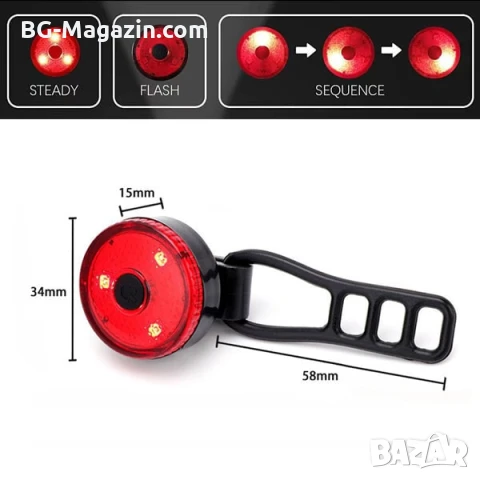 Комплект акумулаторни LED предни и задни светлини велосипед лед фар и стоп за колело USB зареждане, снимка 2 - Аксесоари за велосипеди - 50963101