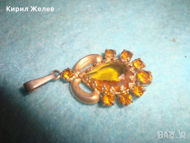 СТАР БРОНЗОВ ПОЗЛАТЕН СКЪПОЦЕНЕН АРТ ДЕКО ПЕНДАНТ с КАМЪНИ ЦИТРИН РЕТРО БИЖУ МЕДАЛЬОН 71351, снимка 11 - Антикварни и старинни предмети - 35664017