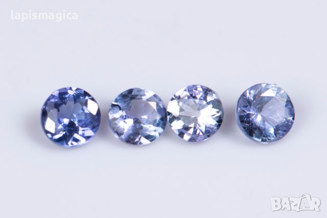 4 броя танзанит 0.75ct 3.3mm кръгла шлифовка №7, снимка 1 - Други - 41866721