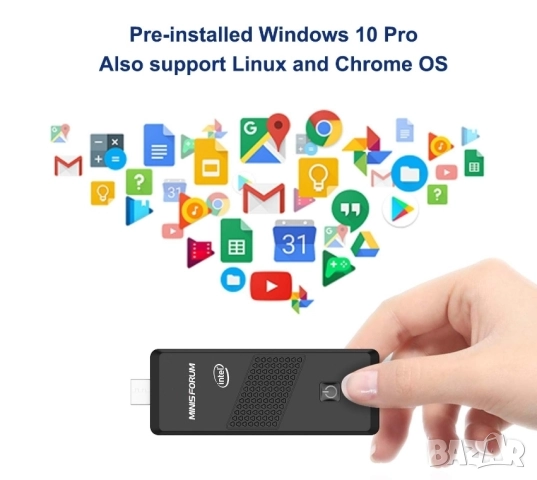 Супер мини PC компютър с Windows 10 pro, MINISFORUM S41 Celeron N4120, снимка 9 - За дома - 52434923