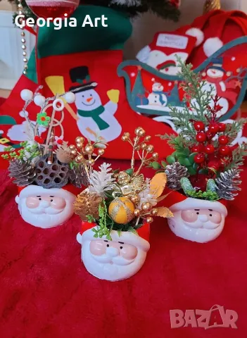 Коледна декорация с късметче в кашпа Santa, снимка 2 - Декорация за дома - 48264080