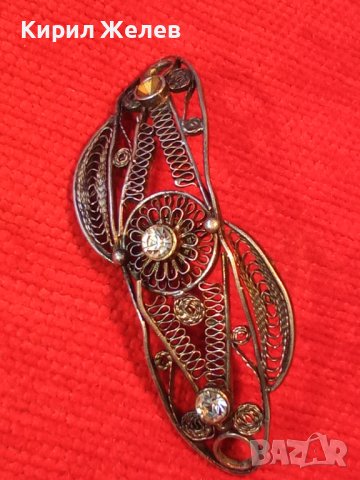 СРЕБЪРНА ФИЛИГРАННА АРТ ДЕКО ШНОЛА ФИБА за КОСА с ЦИРКОНИ МАЙСТОРСКА ЮВЕЛИРНА СТАРА РАБОТА 24071, снимка 7 - Антикварни и старинни предмети - 33789665