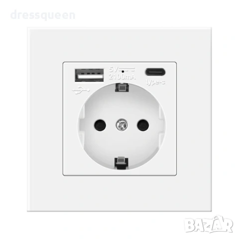 4620 Универсален Бял Контакт с 2 USB Порта за Едновременно Зареждане, снимка 5 - Ключове, контакти, щепсели - 53822278