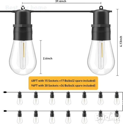  LED външни светлини 30+4 (резервни) TCL, снимка 8 - Външни лампи - 49773370