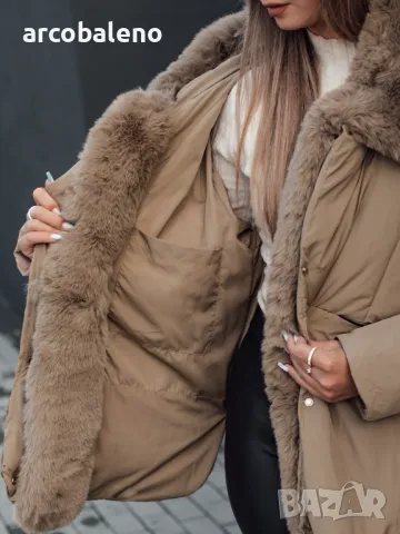 LUNAVI Дамско зимно яке ватирано с косъм, 3цвята , снимка 16 - Якета - 47488594