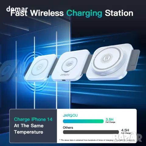 JARGOU 3 в 1 Безжичено зарядено, снимка 3 - Безжични зарядни - 49846143