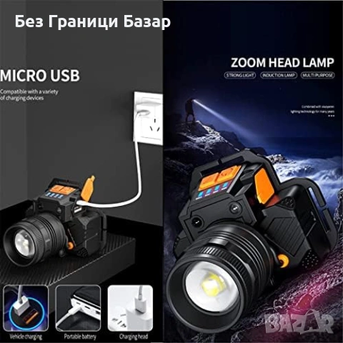 Нов Супер ярък LED челник USB, сензор за жестове, лек и водоустойчив уред глава, снимка 5 - Други стоки за дома - 53131025