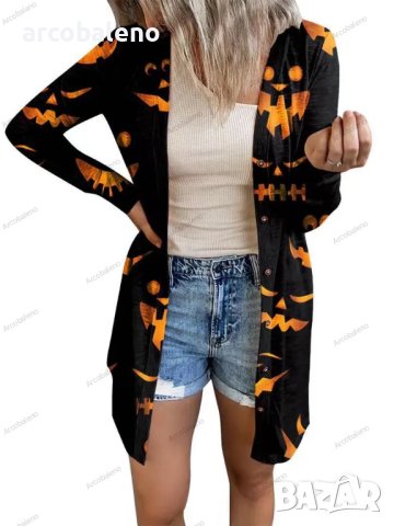 Модна дамска лека жилетка с щампа на Halloween, 6цвята - 023, снимка 4 - Жилетки - 41706912