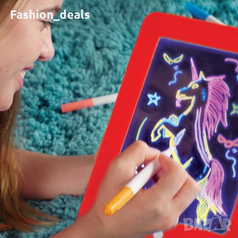 Нова Светеща дъска Таблет за рисуване + химикалки и шаблони за деца 3+, снимка 6 - Образователни игри - 35980989