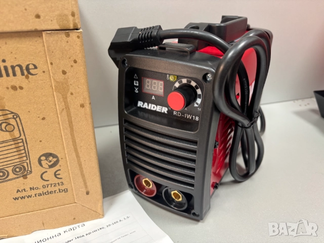 НОВ! В ГАРАНЦИЯ! Инверторен електрожен Raider 160A RD-IW180, 20-160 A, 1.5-4 мм, снимка 7 - Други инструменти - 52237629