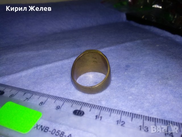 СТАР МАСИВЕН БРОНЗОВ РЕТРО ПРЪСТЕН с ПОЗЛАТА и ПЕЧАТИ 585 и 14К МАЙСТОРСКИ За КОЛЕКЦИЯ 36993, снимка 9 - Антикварни и старинни предмети - 39723243
