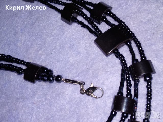 ШИКОЗНА ХЕНД - МЕЙД ВЕЧЕРНА АРТ ОГЪРЛИЦА от ПОЛИРАН ПОЛУСКЪПОЦЕНЕН КАМЪК МАГНЕТИТ и МЪНИСТА 26551, снимка 12 - Колиета, медальони, синджири - 41753400