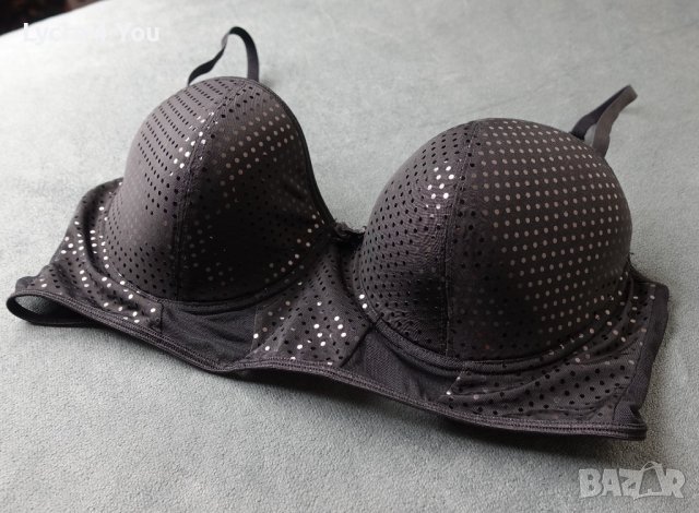 85C Cottelli Collection страхотен черен сутиен на лъскави точки, снимка 4 - Бельо - 41191881