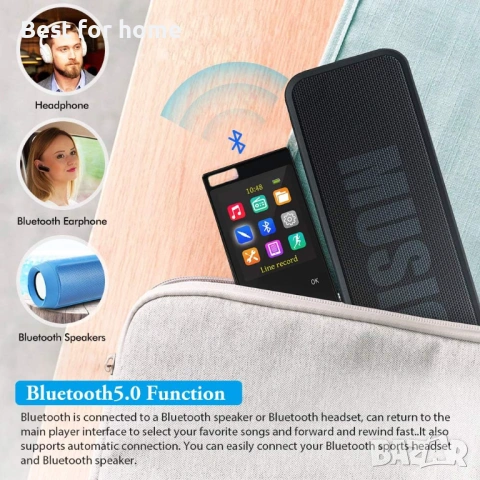 MP3 плейър с Bluetooth 5.0, снимка 2 - MP3 и MP4 плеъри - 53836210