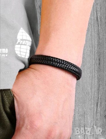 Луксозна мъжка черна гривна за подарък , снимка 2 - Други - 41780214