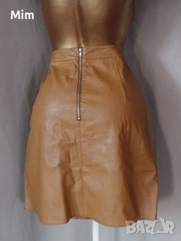 YDENCE M Светло кафява кожена пола , снимка 6 - Поли - 51886412