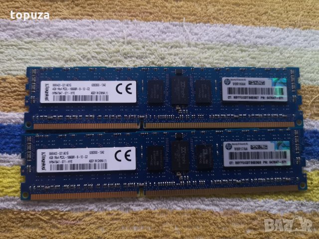 RAM рам памет за сървър HP 647647-071 8GB (2x4GB) 1333mhz Pc3-10600 Cl9 Hp Proliant Server, снимка 1 - RAM памет - 34476752