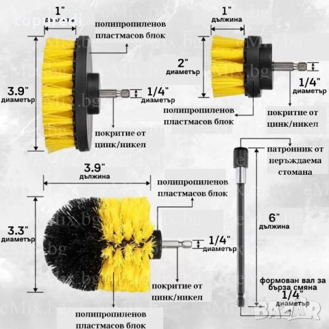 ПОЧИСТВАЩИ ЧЕТКИ ЗА ВИНТОВЕРТ - 4 ЧАСТИ, снимка 4 - Други инструменти - 35912415