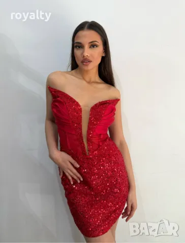 Стилна червена дамска рокля , снимка 3 - Рокли - 50267927