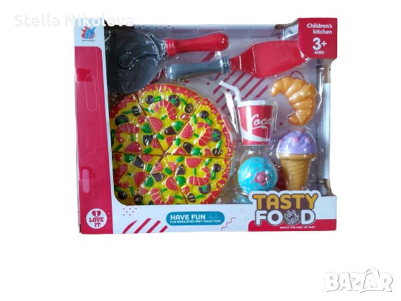 Играчка Комплект Пица на парчета и аксесоари, снимка 1