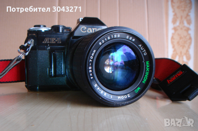 CANON AE-1 ЧЕРЕН -ЗАРЕДЕН С БАТЕРИЯ, снимка 2 - Фотоапарати - 44586932