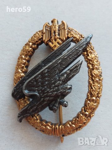 WW2-Немски знак парашутист Вермахт/злато сребро/, снимка 3 - Колекции - 41746052