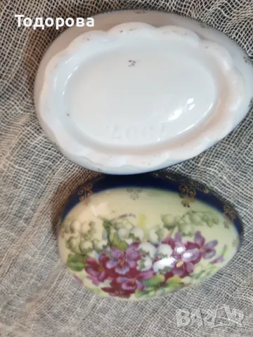 Порцеланова бижутиера с форма на яйце, снимка 4 - Антикварни и старинни предмети - 47905027