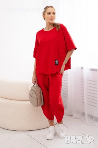 Дамски памучен комплект блуза + панталон, 11цвята , снимка 13 - Комплекти - 46468554