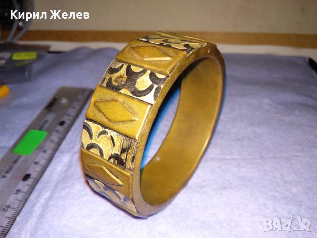 СТАРА БРОНЗОВА ТИБЕТСКА ТРАДИЦИОННА ГРИВНА РЯДКА РЪЧНА ИЗРАБОТКА ИНКРУСТИРАНА с РОГ / КОСТ 73731, снимка 9 - Антикварни и старинни предмети - 41202048