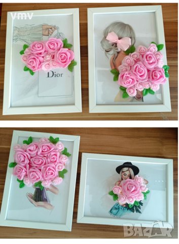 Рамки декорирани с цветя подходящи за 8ми март рожден ден или друг повод , снимка 2 - Други - 44380611