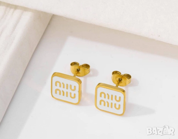 обеци от висококачествена медицинска стомана miu miu, снимка 16 - Обеци - 52093064