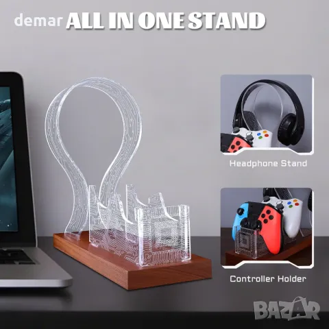 YuanDian стойка за слушалки и контролери със синя розова LED нощна светлина, снимка 6 - Друга електроника - 49285288