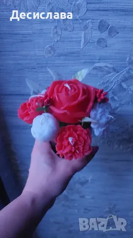 букет от свещи,плетени играчки и цветя, снимка 5 - Колекции - 48977524