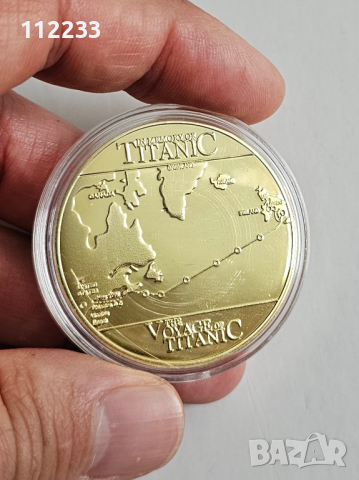 Титаник позлатена сувенирна монета Titanic, снимка 2 - Нумизматика и бонистика - 44615979