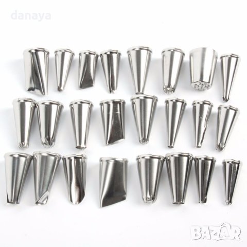 3495 Сладкарски метални накрайници за шприц пош 24 броя в комплект, снимка 4 - Аксесоари за кухня - 41019462