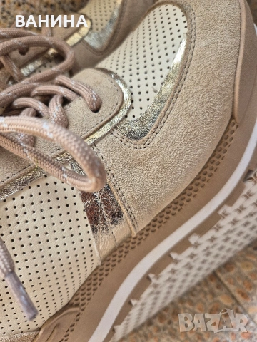 TERGAN ДАМСКИ СНИКЪРСИ С МОДЕРНА ВИЗИЯ В БЕЖОВ ЦВЯТ И ЗЛАТЕН БЛЯСЪК, снимка 15 - Маратонки - 53603061